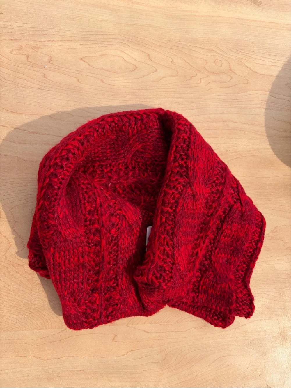 Unisex Large warm knitted long winter scarf Red